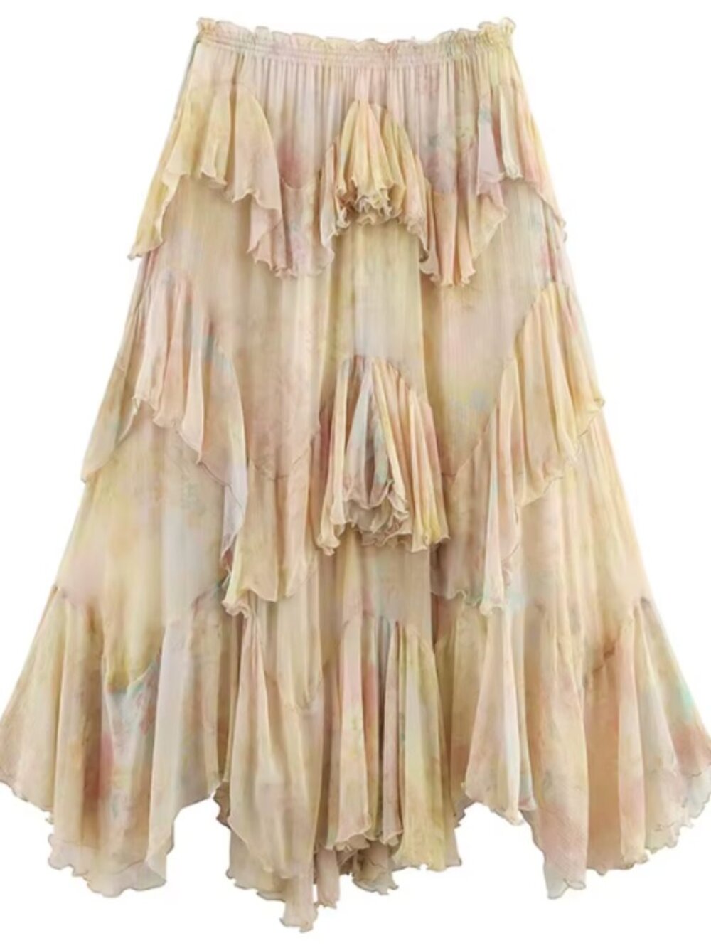 Stunning Whispering Willow Fairy Skirt - Layered Ruffle Maxi